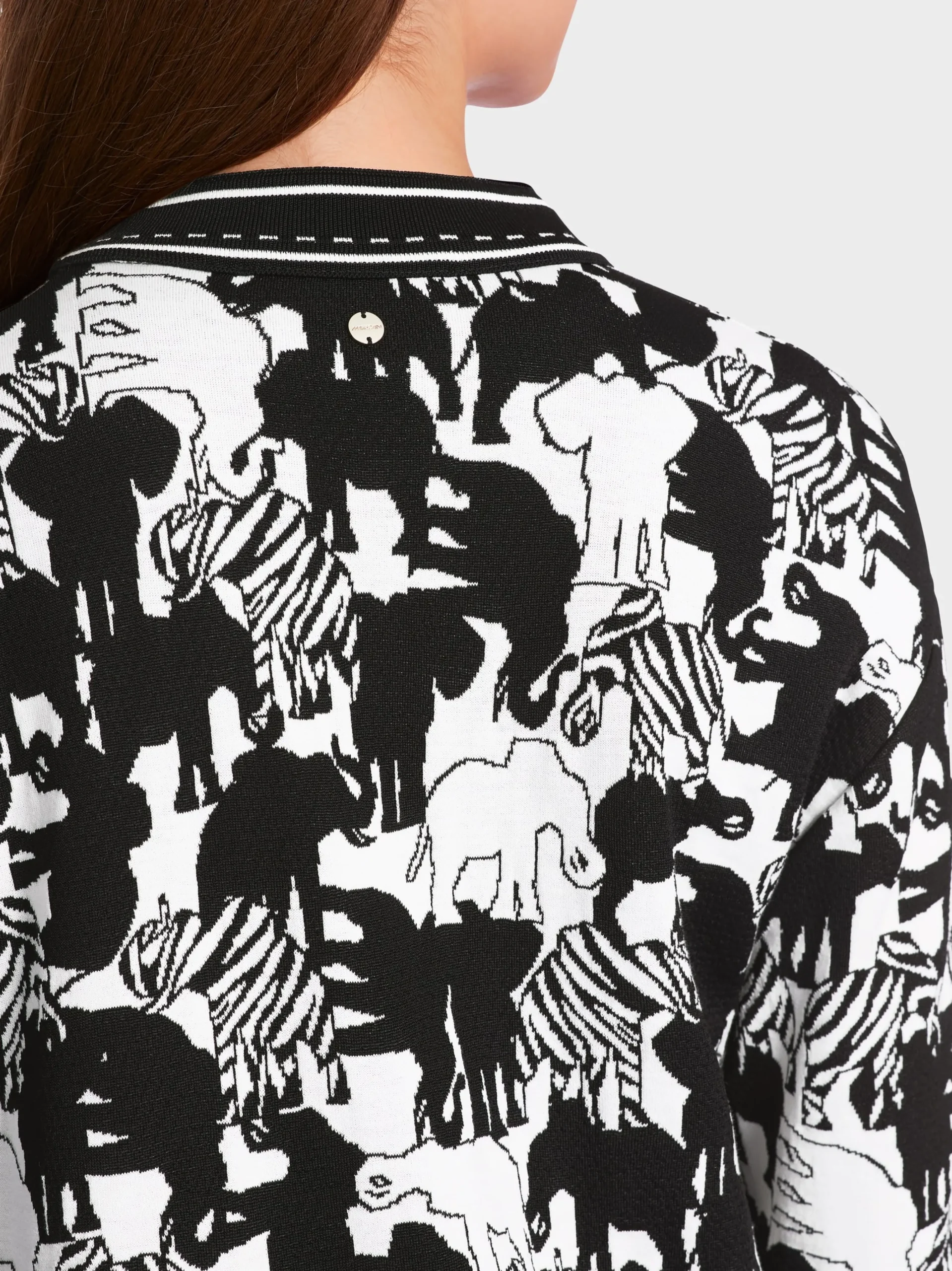 Marc Cain Jacken|Strick-ANIMAL-CARDIGAN IN DEUTSCHLAND GESTRICKT white and black