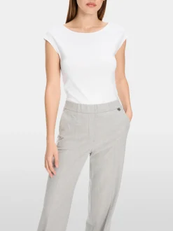 Marc Cain Shirts & Tops-BASIC-SHIRT MIT WEITEM AUSSCHNITT white
