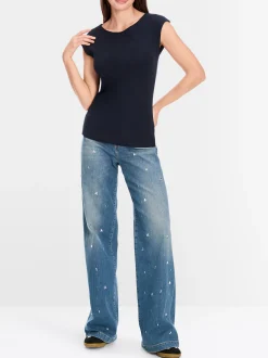 Marc Cain Shirts & Tops-BASIC-SHIRT MIT WEITEM AUSSCHNITT midnight blue