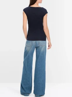 Marc Cain Shirts & Tops-BASIC-SHIRT MIT WEITEM AUSSCHNITT midnight blue