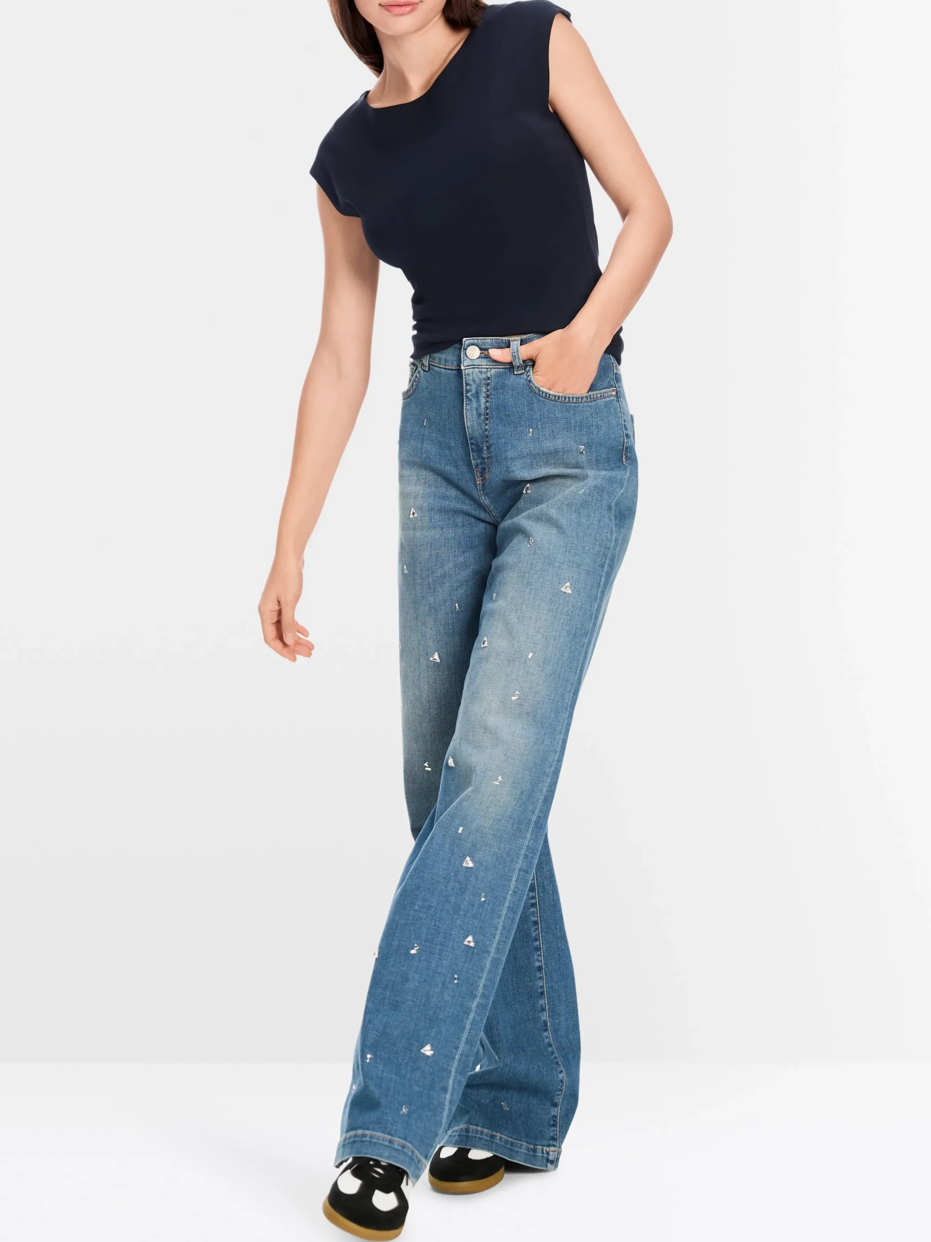Marc Cain Shirts & Tops-BASIC-SHIRT MIT WEITEM AUSSCHNITT midnight blue