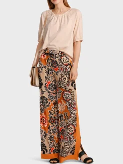 Marc Cain Shirts & Tops-BAUMWOLL-T-SHIRT IM MATERIALMIX soft rose