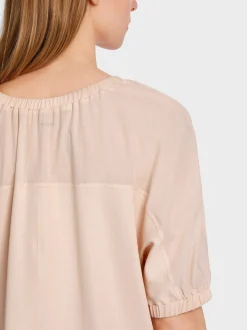 Marc Cain Shirts & Tops-BAUMWOLL-T-SHIRT IM MATERIALMIX soft rose