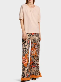 Marc Cain Shirts & Tops-BAUMWOLL-T-SHIRT IM MATERIALMIX soft rose