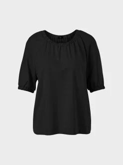 Marc Cain Shirts & Tops-BAUMWOLL-T-SHIRT IM MATERIALMIX black