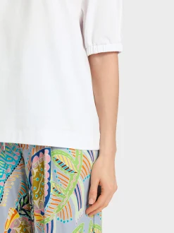 Marc Cain Shirts & Tops-BAUMWOLL-T-SHIRT IM MATERIALMIX white