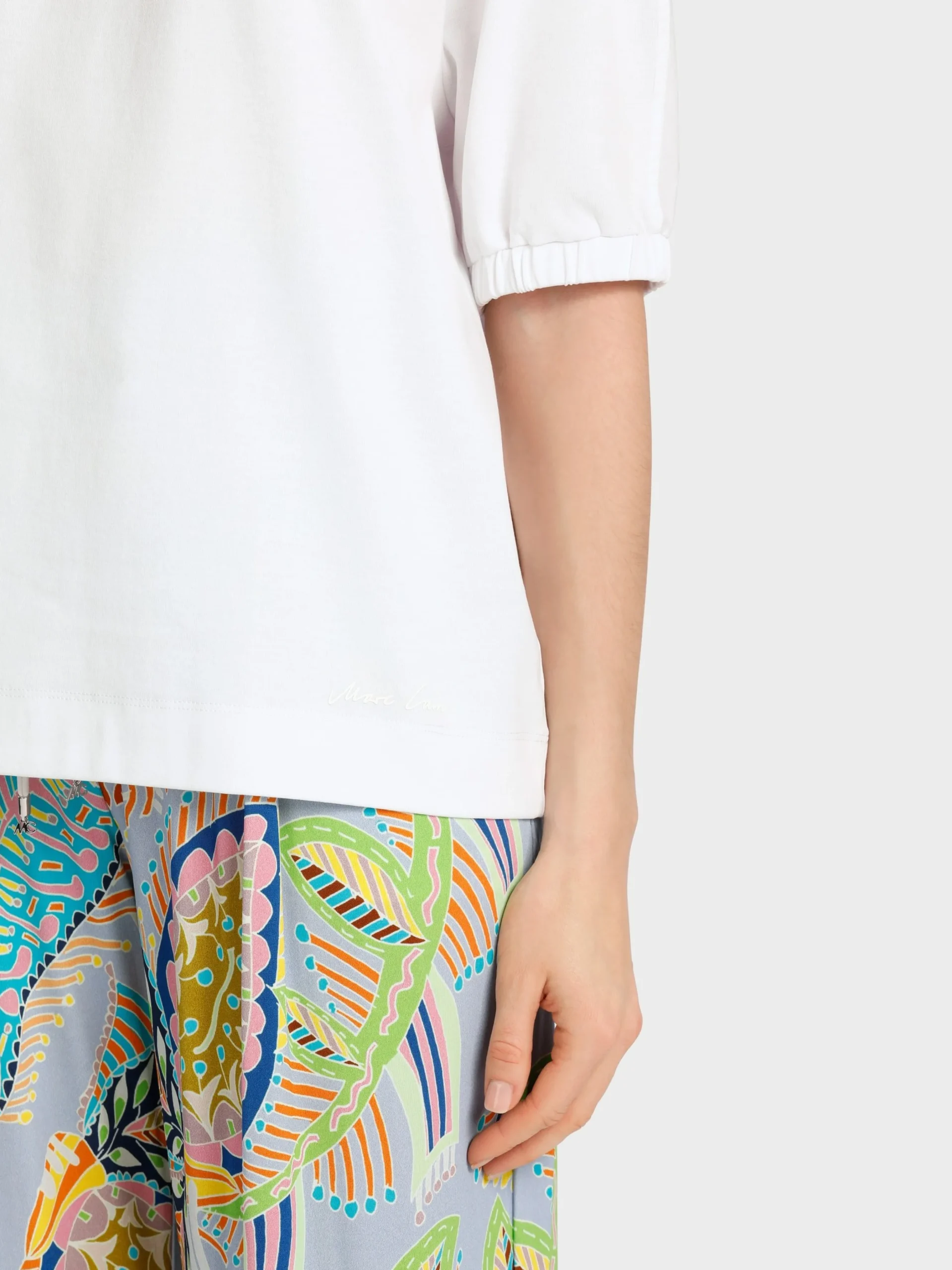 Marc Cain Shirts & Tops-BAUMWOLL-T-SHIRT IM MATERIALMIX white