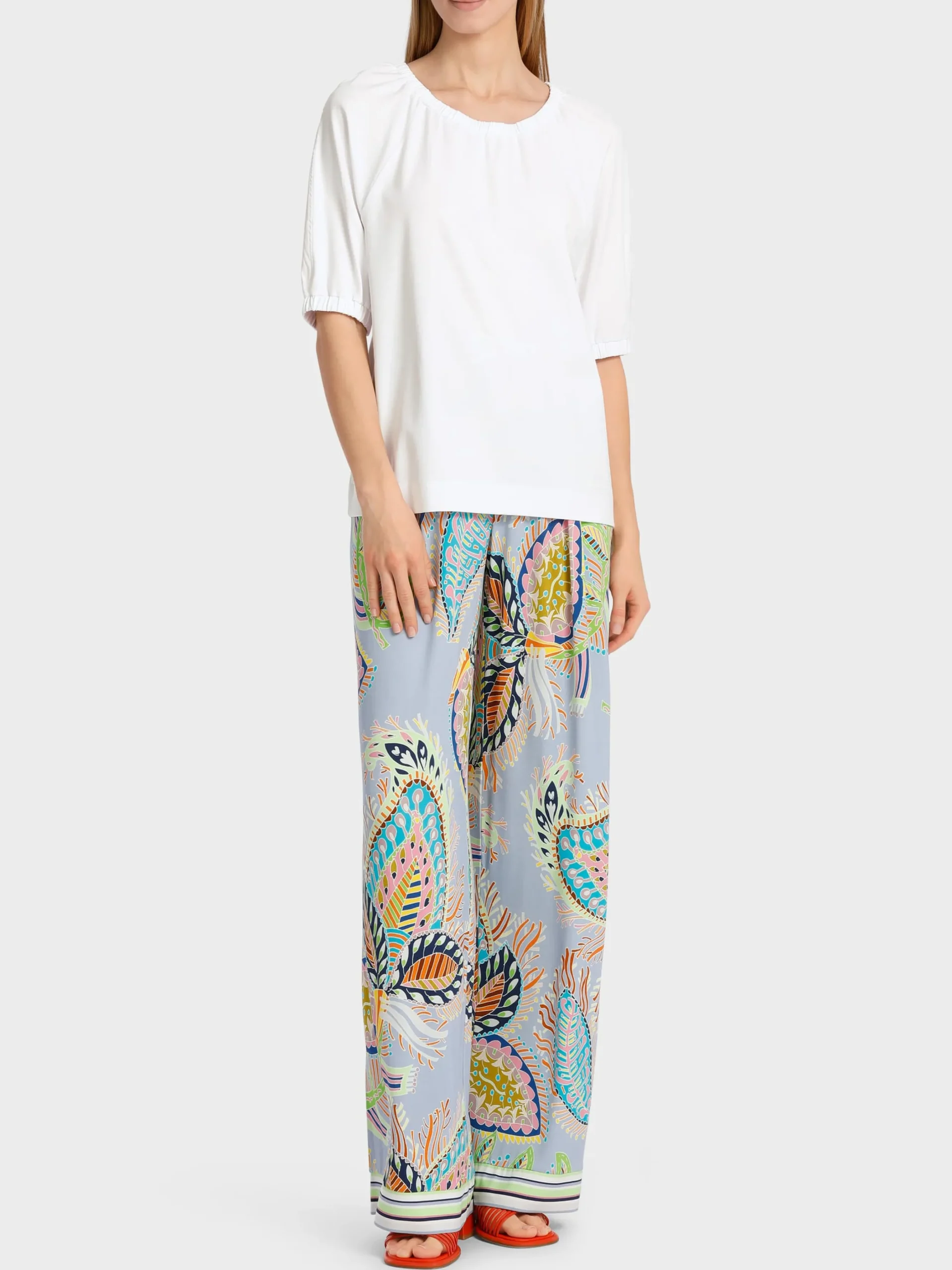 Marc Cain Shirts & Tops-BAUMWOLL-T-SHIRT IM MATERIALMIX white
