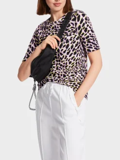 Marc Cain Shirts & Tops-BAUMWOLL-T-SHIRT MIT LEOPARDENMOTIV bright pink lavender