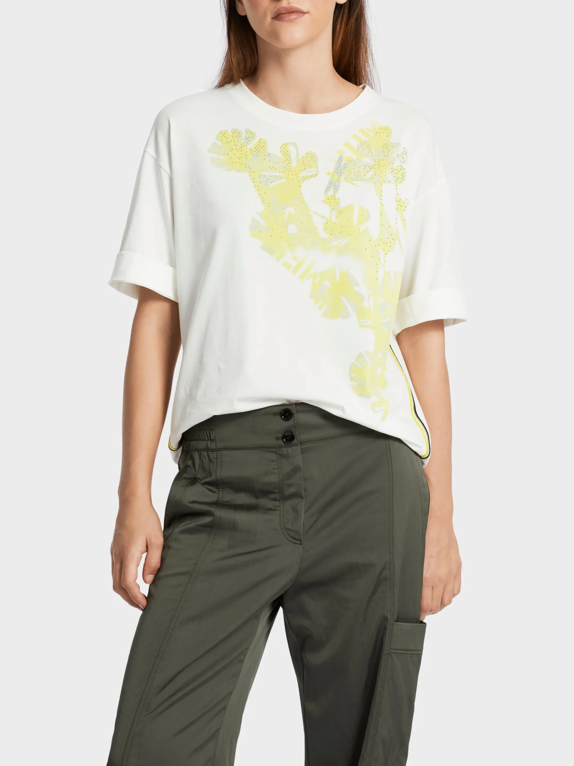 Marc Cain Shirts & Tops-BAUMWOLL-T-SHIRT "RETHINK TOGETHER" off-white