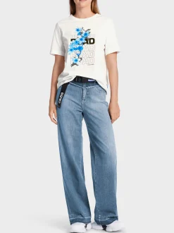 Marc Cain Shirts & Tops-BAUMWOLL-T-SHIRT "RETHINK TOGETHER" off-white