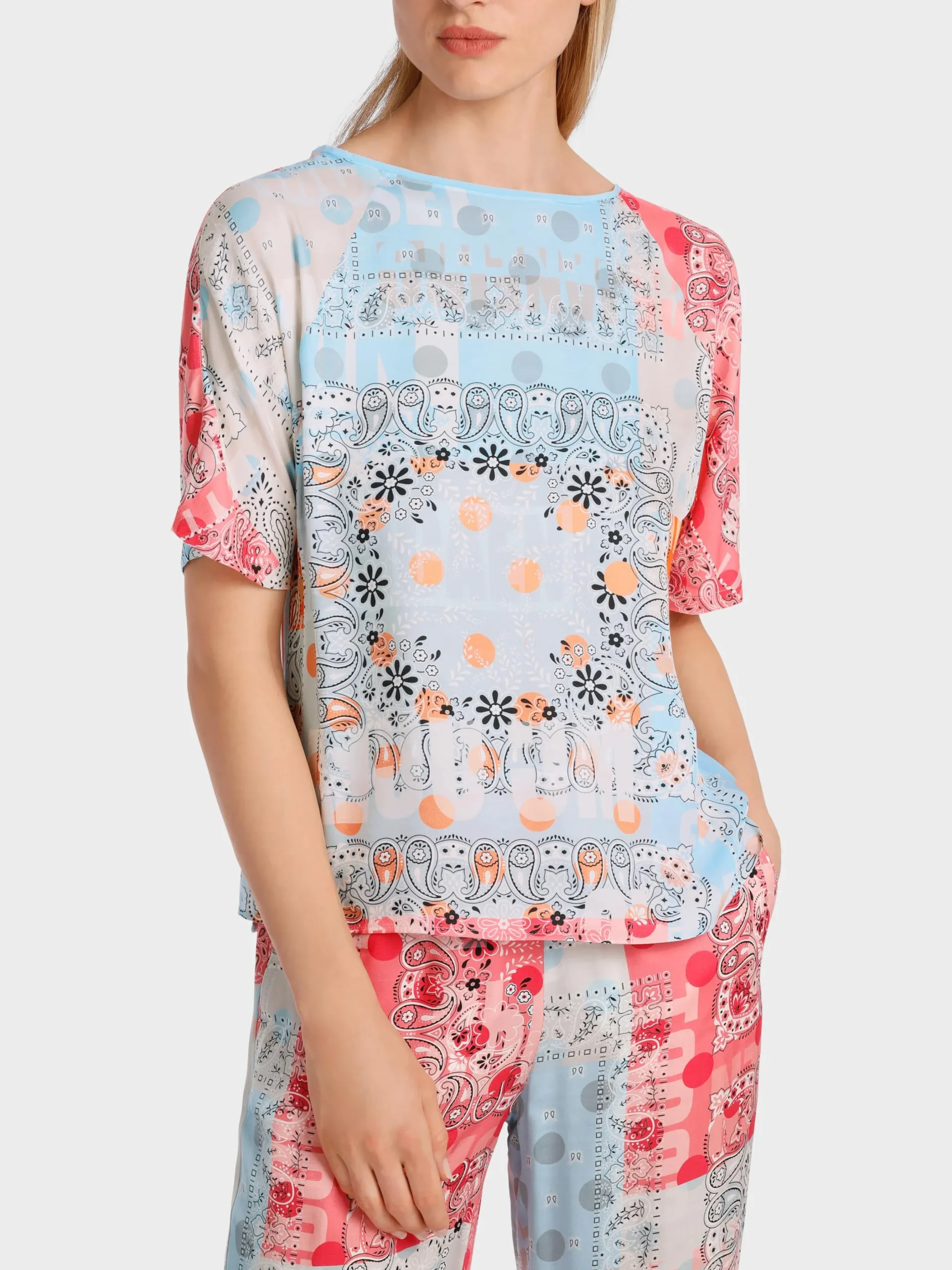 Marc Cain Blusen & Tuniken-BEDRUCKTE BLUSE "RETHINK TOGETHER" light neon red