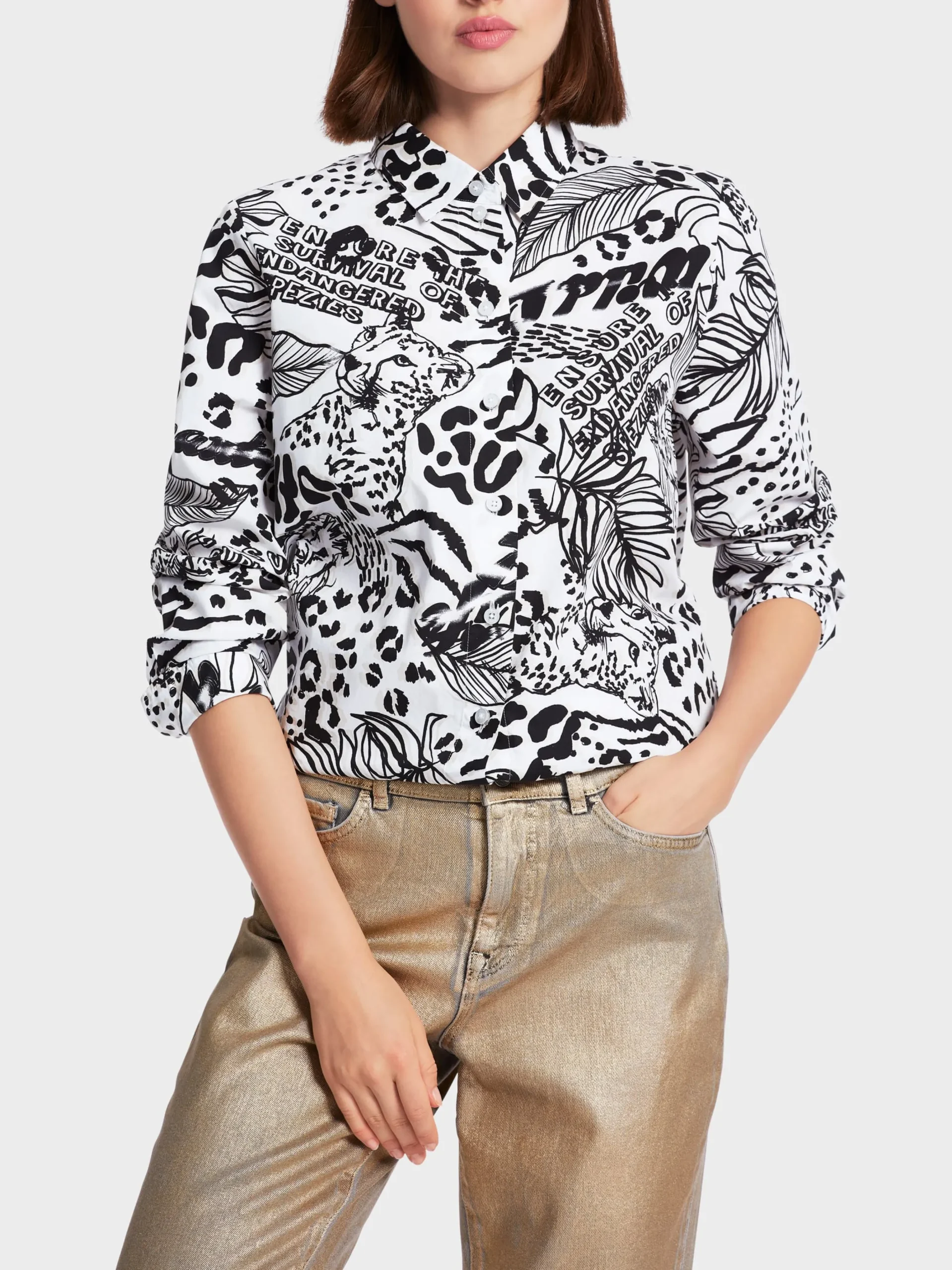 Marc Cain Blusen & Tuniken-BEDRUCKTE HEMDBLUSE "RETHINK TOGETHER" off-white