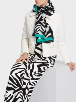 Marc Cain Accessoires-BEDRUCKTER SCHAL AUS SEID black and white