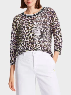 Marc Cain Pullover & Sweatshirts|Strick-BEDRUCKTER SWEATER – KNITTED IN GERMANY bright pink lavender