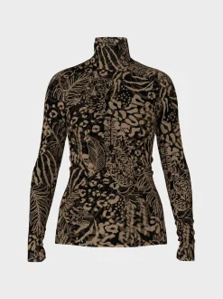 Marc Cain Shirts & Tops-BEDRUCKTES LONGSLEEVE MIT ROLLKRAGEN black