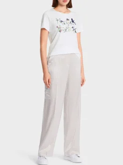 Marc Cain Shirts & Tops-BESTICKTES T-SHIRT white