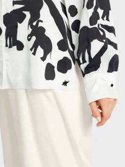 Marc Cain Blusen & Tuniken-BLUSE IM ANIMAL-DESSIN white and black