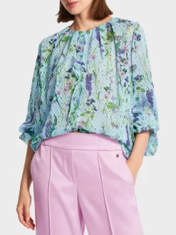 Marc Cain Blusen & Tuniken-BLUSE IM BLUMEN-DESSIN soft summer sky