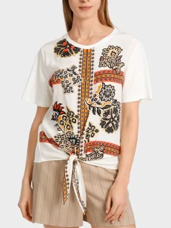 Marc Cain Blusen & Tuniken|Shirts & Tops-BLUSE IN MATERIALMIX off-white