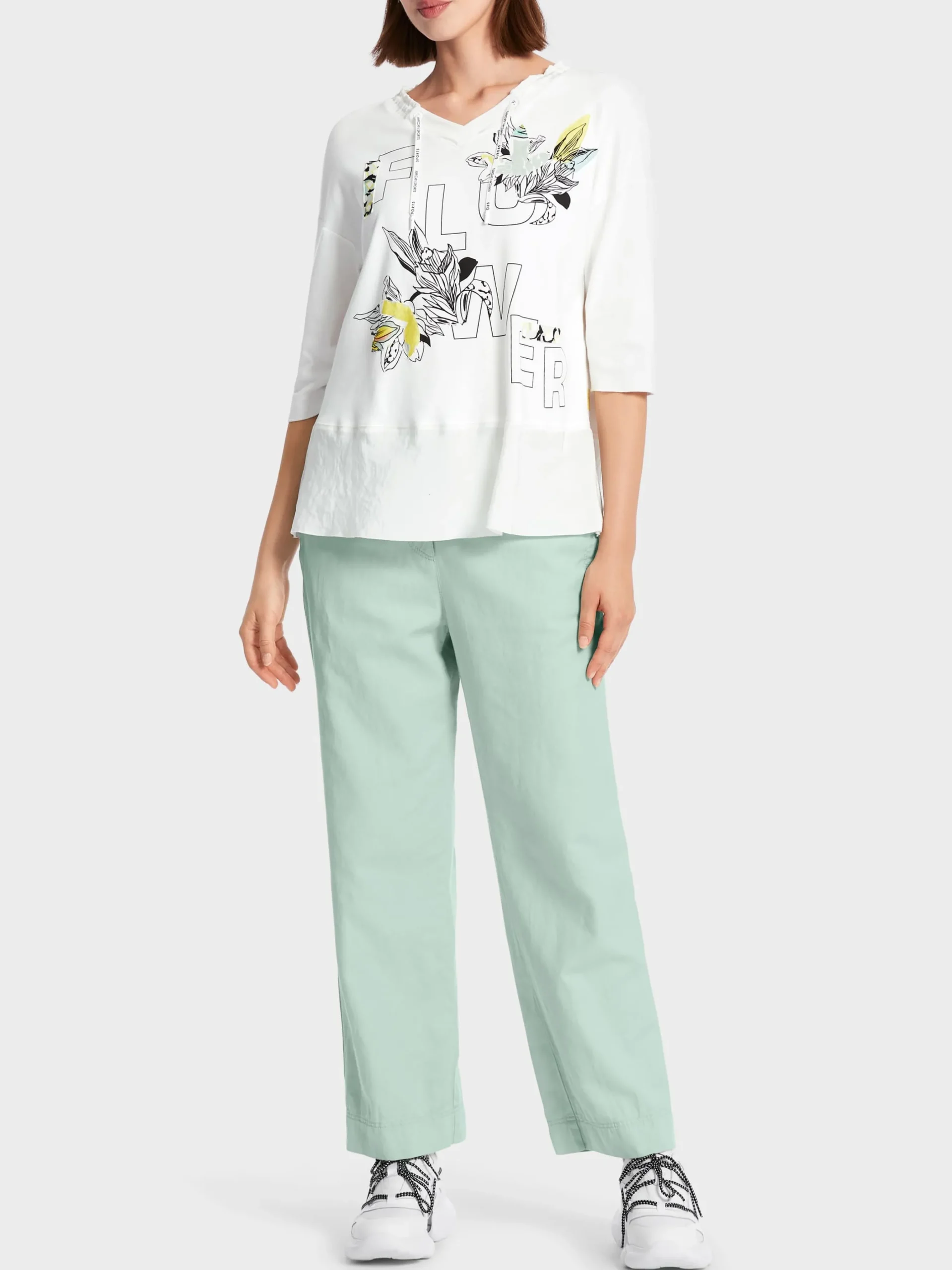 Marc Cain Blusen & Tuniken|Shirts & Tops-BLUSE IN MATERIALMIX off-white