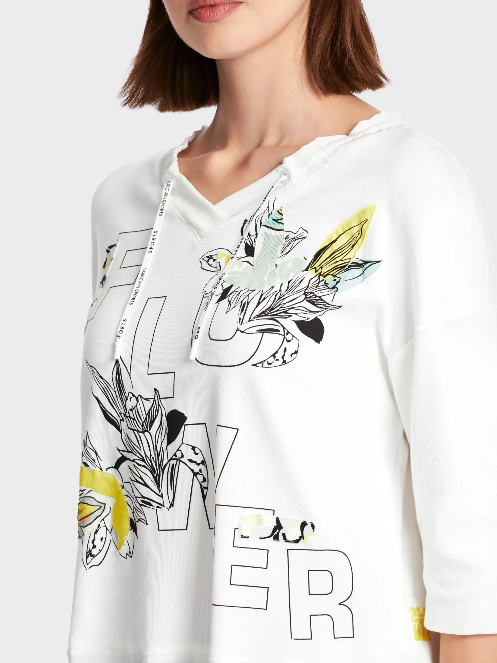 Marc Cain Blusen & Tuniken|Shirts & Tops-BLUSE IN MATERIALMIX off-white