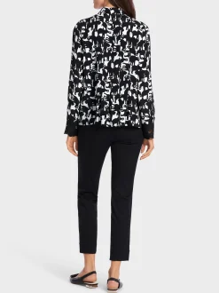 Marc Cain Blusen & Tuniken-BLUSE MIT ELEFANTENDRUCK black and white