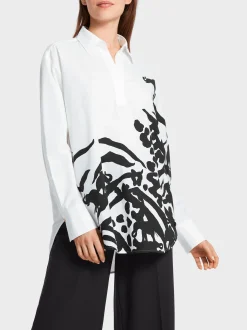 Marc Cain Blusen & Tuniken-BLUSE MIT ELEFANTEN-PRINT white and black