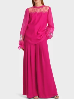 Marc Cain Blusen & Tuniken-BLUSE MIT NETZEINSATZ deep fuchsia