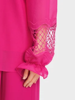 Marc Cain Blusen & Tuniken-BLUSE MIT NETZEINSATZ deep fuchsia