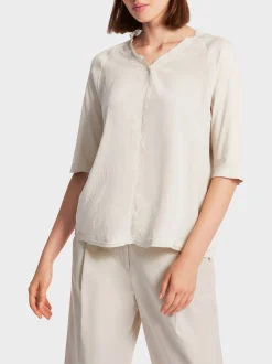 Marc Cain Blusen & Tuniken|Shirts & Tops-BLUSE MIT RAGLAN UND A-LINIE soft moon rock