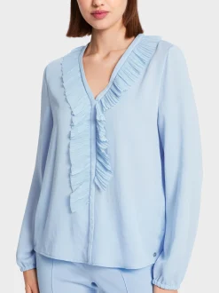 Marc Cain Blusen & Tuniken-BLUSE MIT RÜSCHEN soft summer sky
