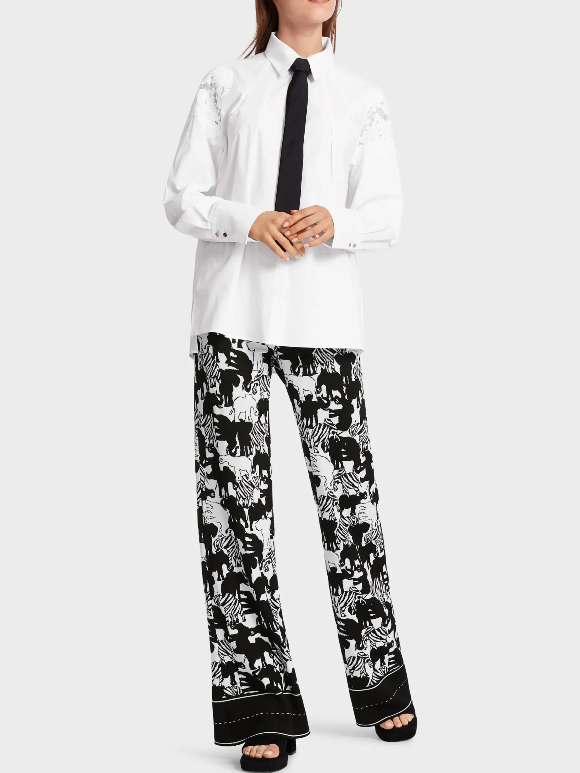 Marc Cain Blusen & Tuniken-BLUSE MIT SPITZEN-APPLIKATION white