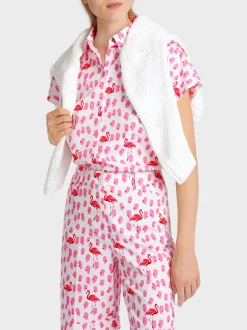 Marc Cain Blusen & Tuniken-BLUSE MIT TONIGEM FLAMINGO-PRINT lip gloss
