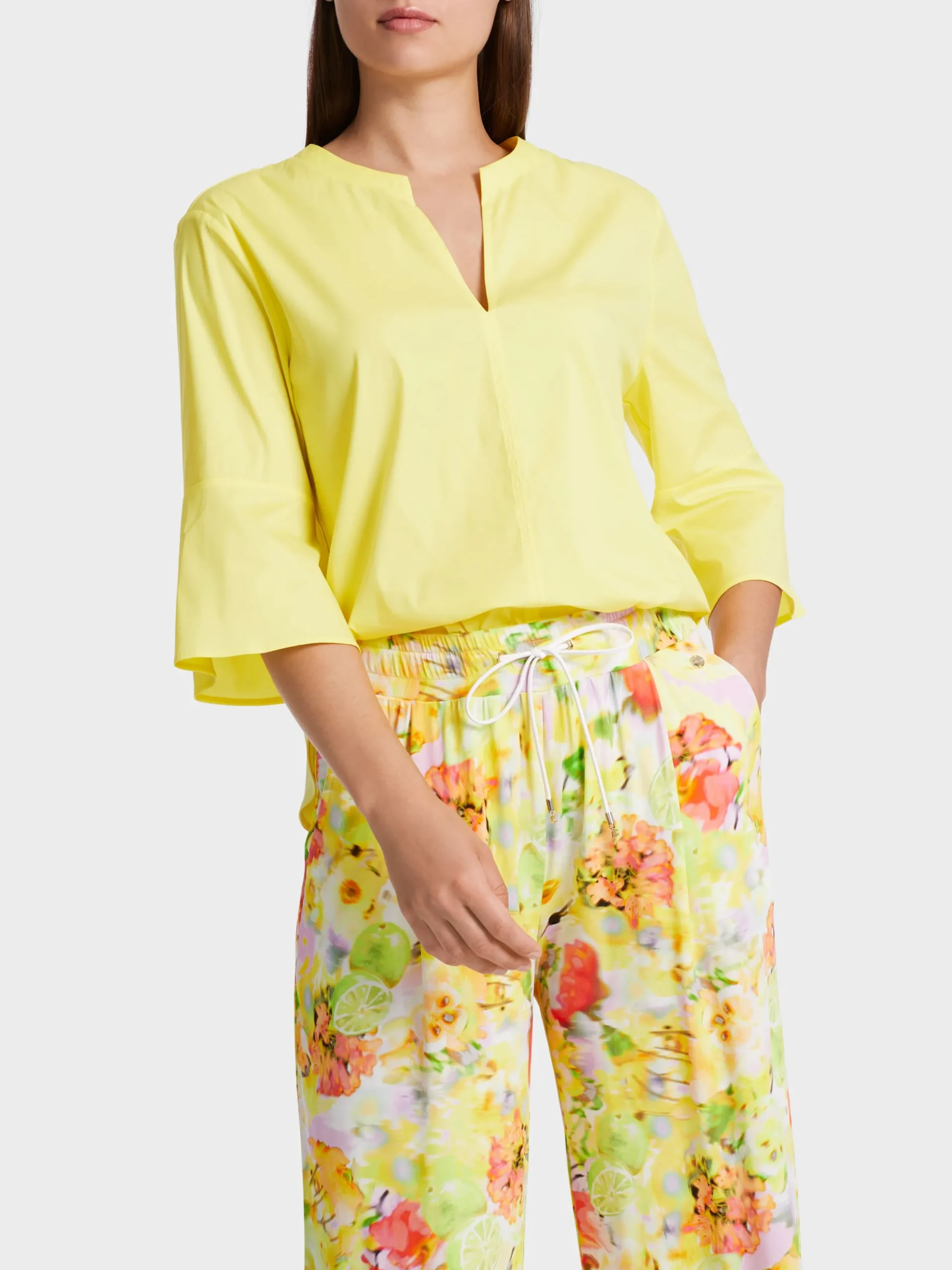 Marc Cain Blusen & Tuniken-BLUSE MIT VOLANTÄRMEL pale lemon