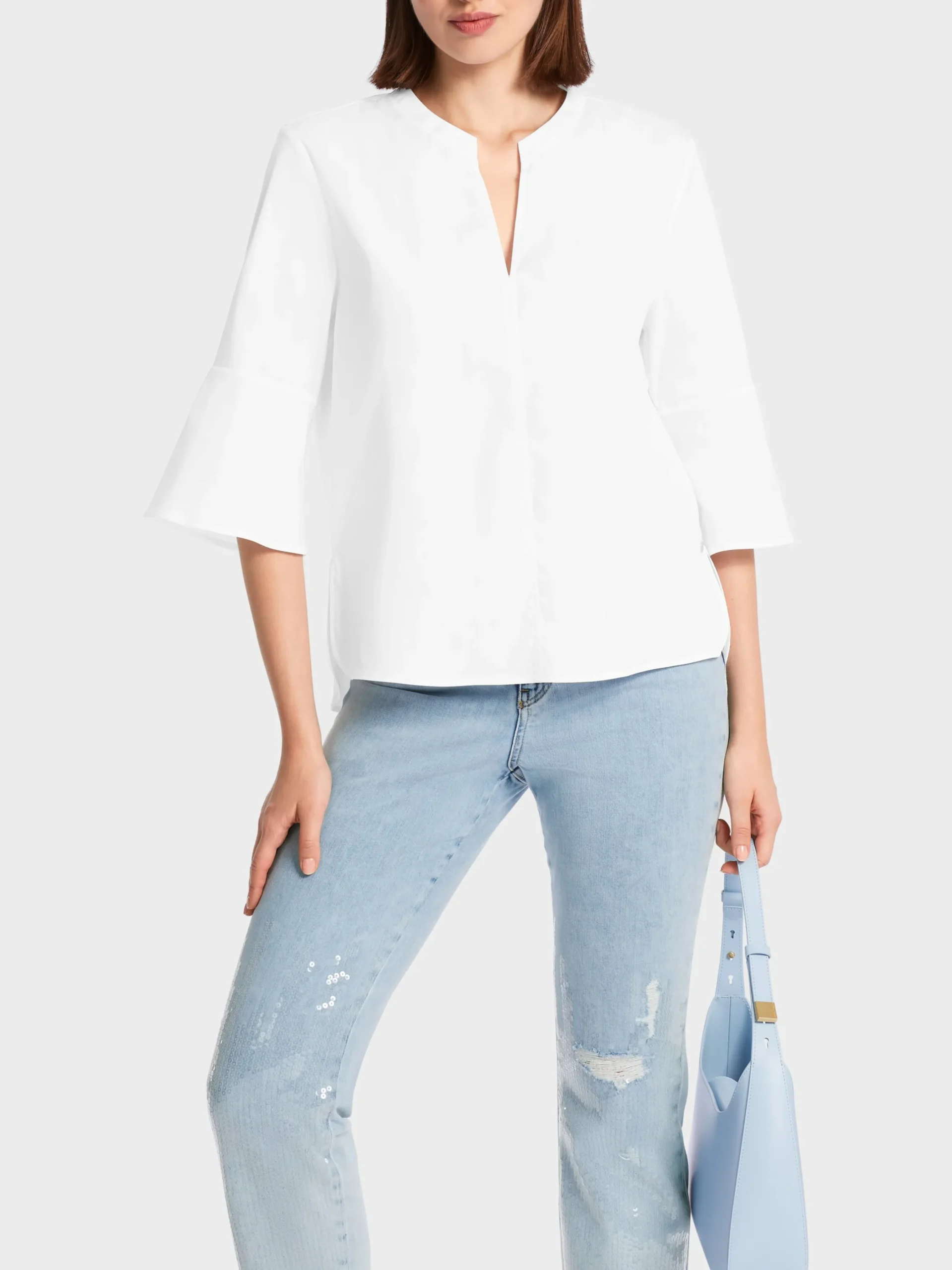 Marc Cain Blusen & Tuniken-BLUSE MIT VOLANTÄRMEL white