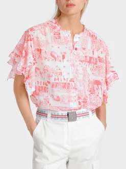 Marc Cain Blusen & Tuniken-BLUSE MIT VOLANTÄRMELN light neon red