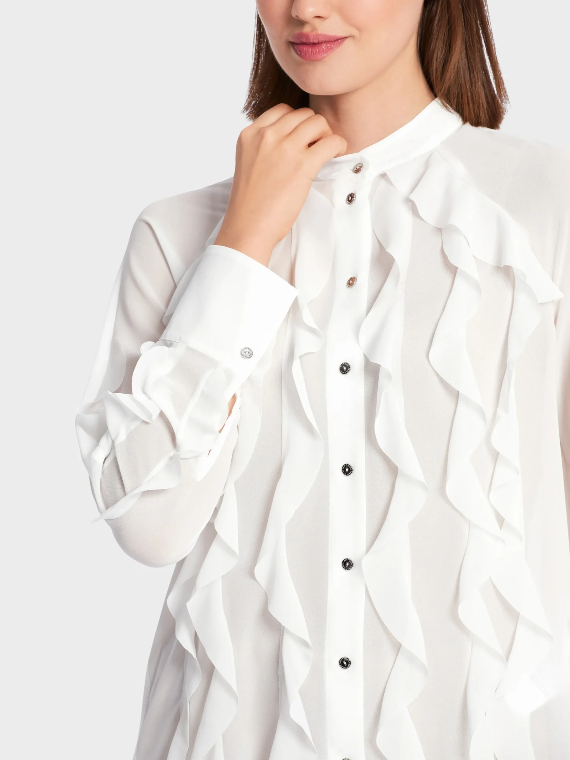 Marc Cain Blusen & Tuniken-BLUSE MIT VOLANTS off-white