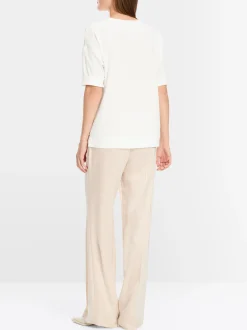 Marc Cain Blusen & Tuniken|Shirts & Tops-BLUSENSHIRT AUS MATERIAL-MIX off-white