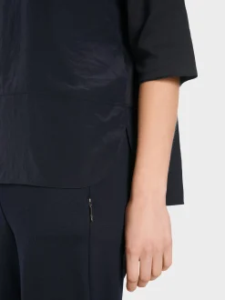 Marc Cain Blusen & Tuniken|Shirts & Tops-BLUSENSHIRT AUS MATERIALMIX midnight blue