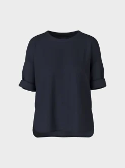 Marc Cain Blusen & Tuniken|Shirts & Tops-BLUSENSHIRT AUS MATERIALMIX midnight blue