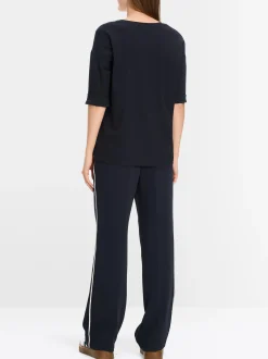 Marc Cain Blusen & Tuniken|Shirts & Tops-BLUSENSHIRT AUS MATERIAL-MIX midnight blue