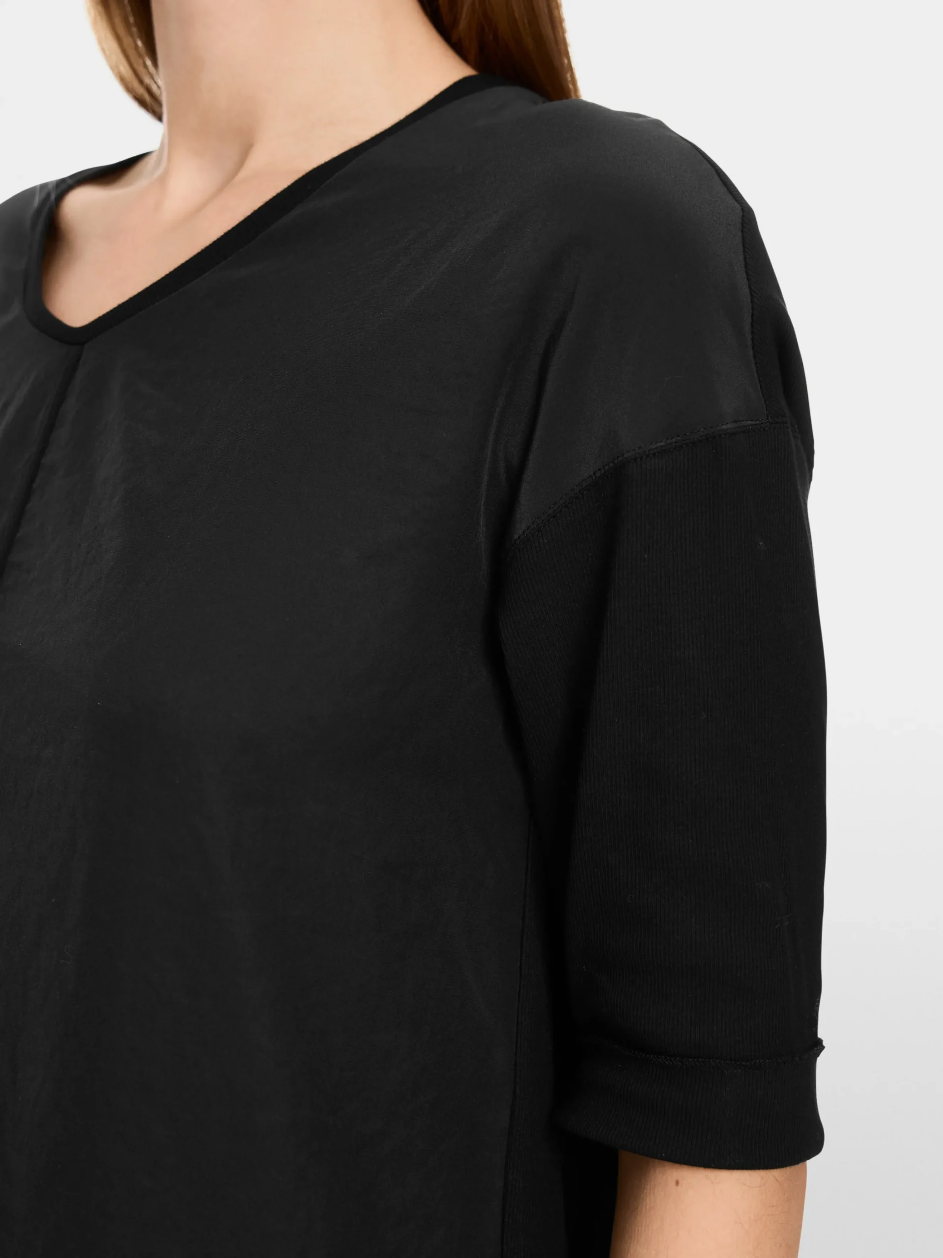Marc Cain Blusen & Tuniken|Shirts & Tops-BLUSENSHIRT AUS MATERIAL-MIX black