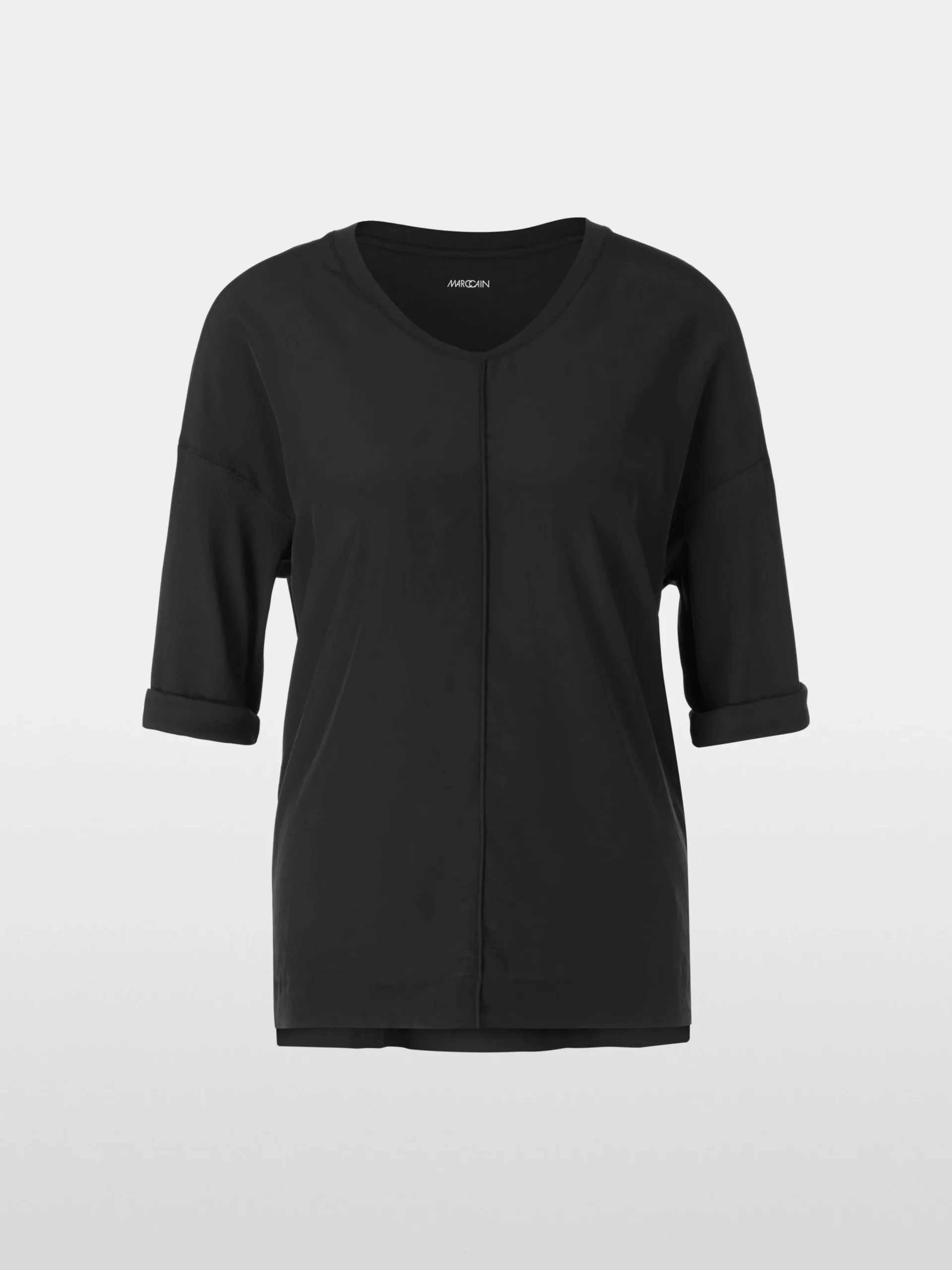 Marc Cain Blusen & Tuniken|Shirts & Tops-BLUSENSHIRT AUS MATERIAL-MIX black