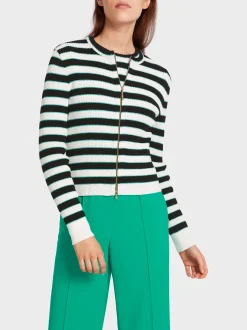 Marc Cain Strick|Jacken-CARDIGAN IN DEUTSCHLAND GESTRICKT white and black