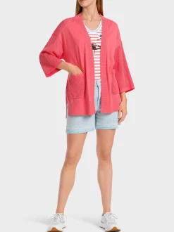 Marc Cain Jacken|Strick-CARDIGAN MIT LOCHINSERT light neon red