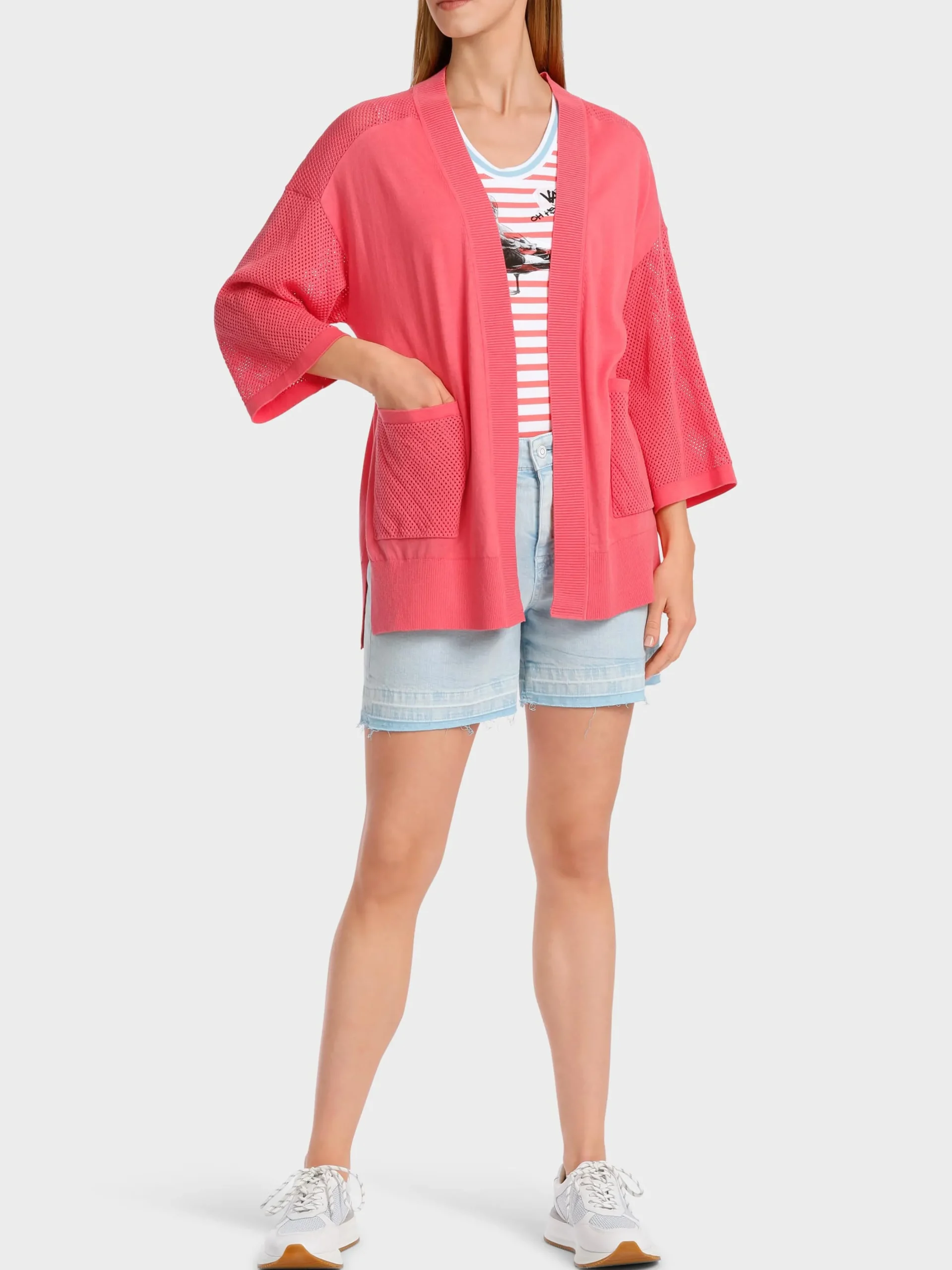 Marc Cain Jacken|Strick-CARDIGAN MIT LOCHINSERT light neon red