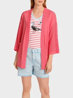 Marc Cain Jacken|Strick-CARDIGAN MIT LOCHINSERT light neon red