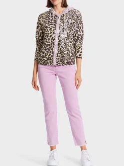 Marc Cain Jacken|Strick-CARDIGAN MIT PRINT KNITTED IN GERMANY bright pink lavender