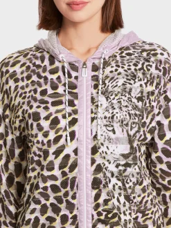 Marc Cain Jacken|Strick-CARDIGAN MIT PRINT KNITTED IN GERMANY bright pink lavender